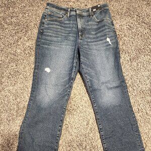 Express High Waisted Dark Wash ’90s Slim Jeans